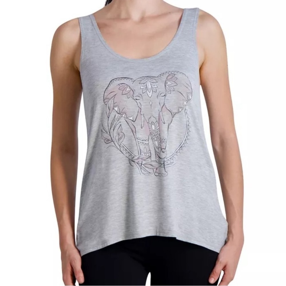 Gaiam Harmony Gray Elephant Print Tank Top